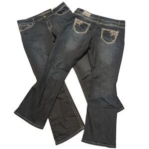 2 Pairs Natural Reflections Jeans Plus 14 Dark Blue Boot Cut Denim Packs NEW